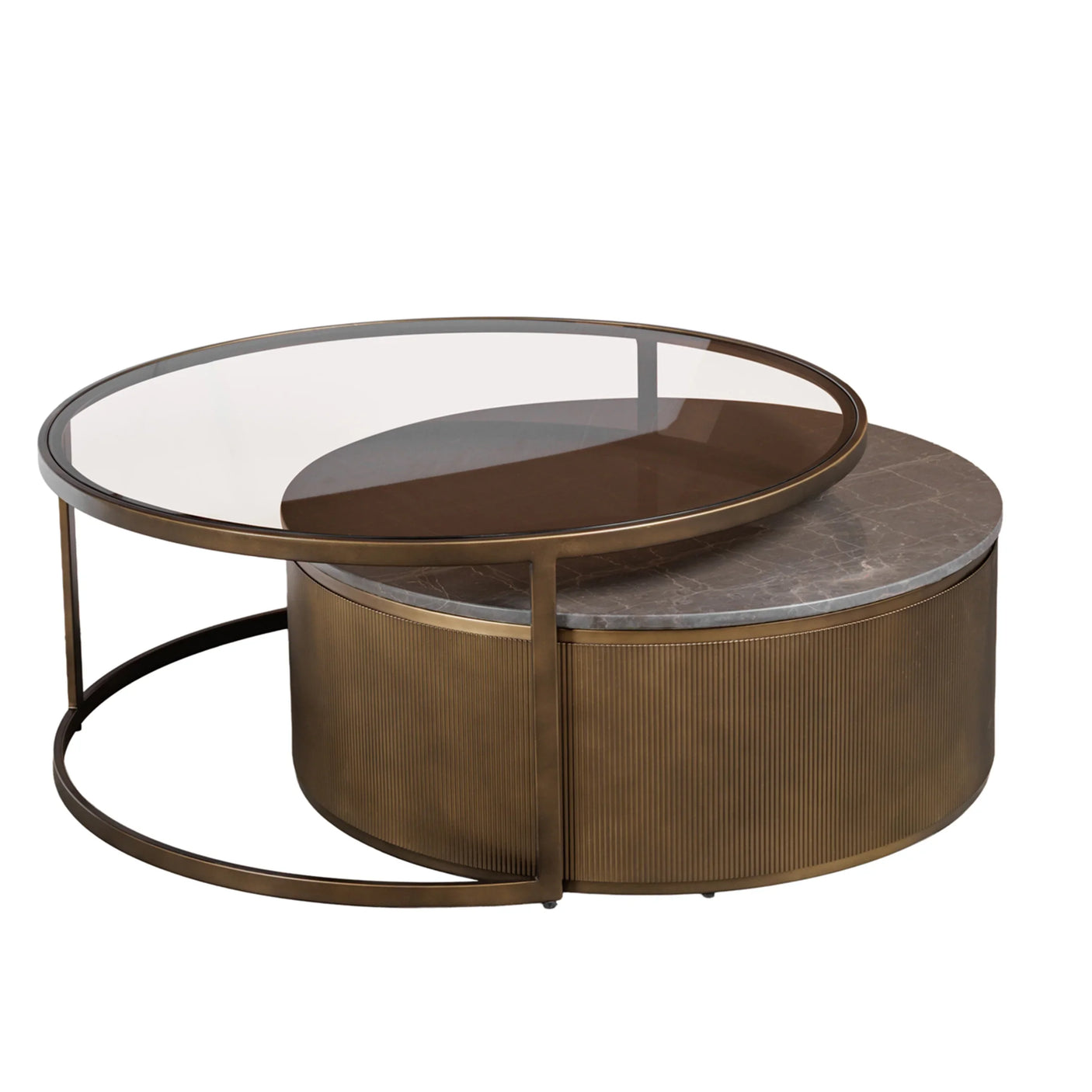 Gold nesting coffee tables with glass and marble tops | Home Centre Direct UK