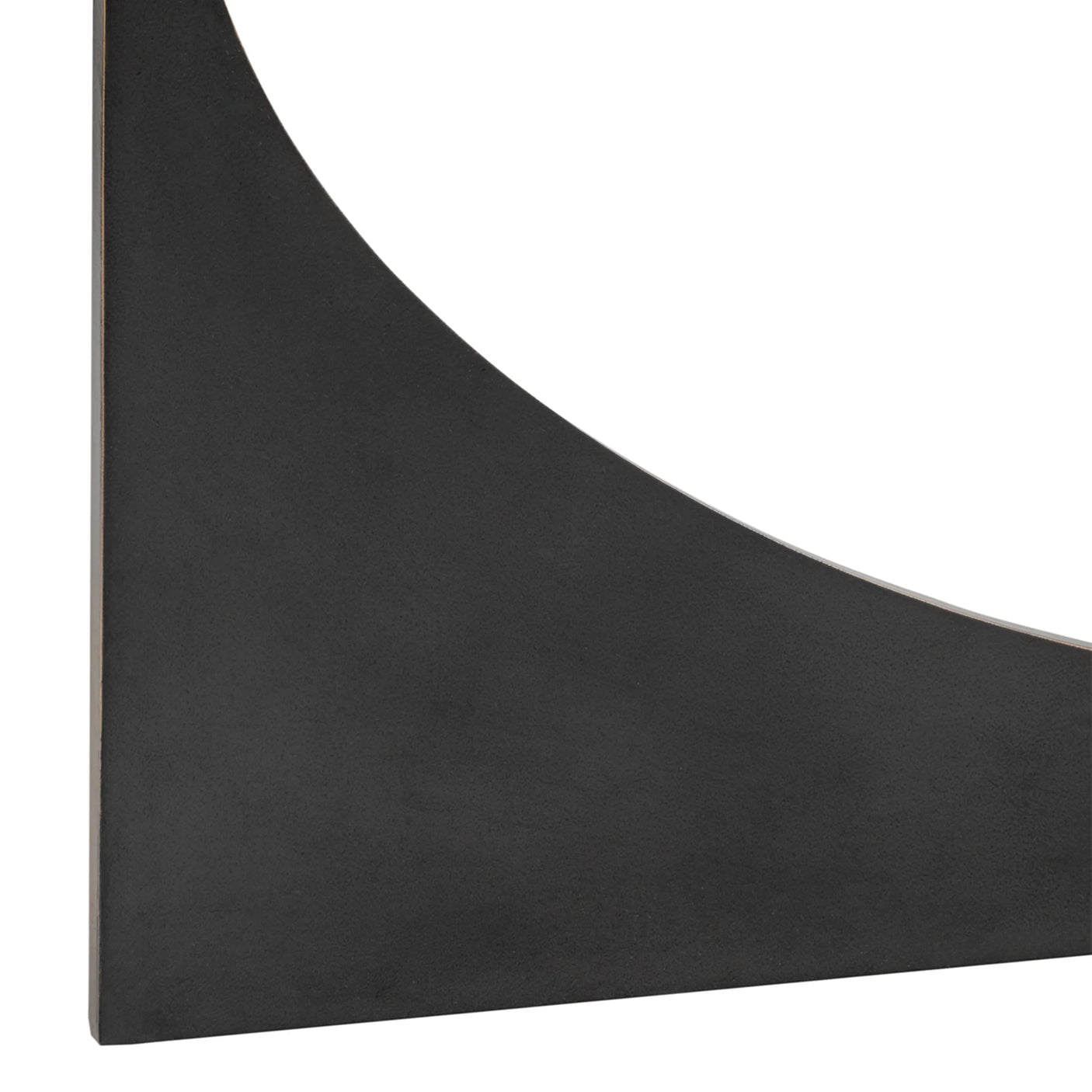 Black sculpted table leg with smooth finish detail.