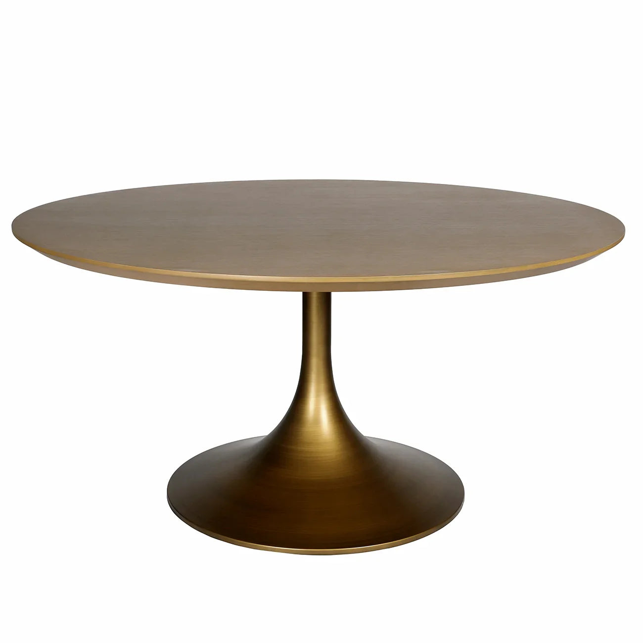 Golden round dining table with a sleek pedestal base | Home Centre Direct UK