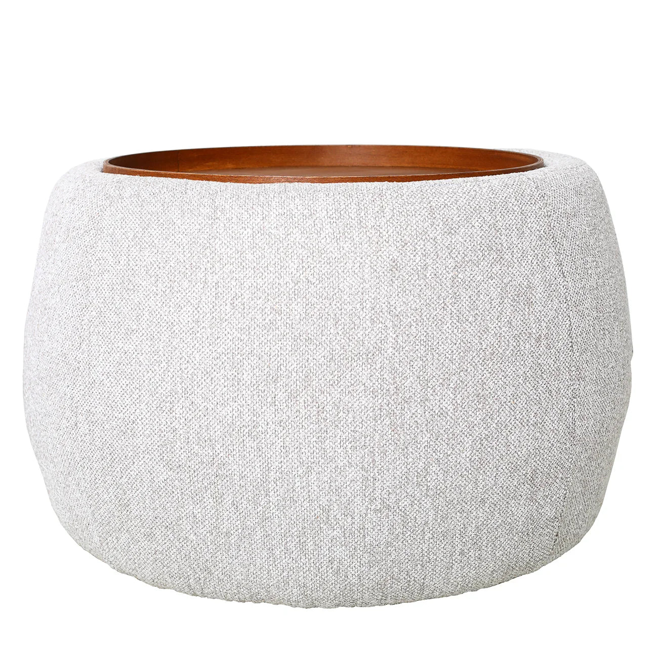 Oatmeal fabric ottoman with wooden top | Home Centre Direct UK