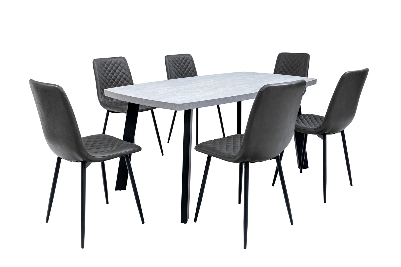 Stylish 1.2m Light Grey Dining Table with Black Legs