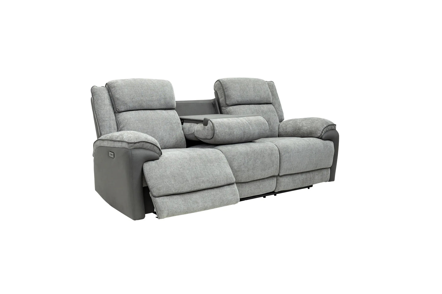 Marley Fabric Electric 3 Seater Recliner - Grey Mix