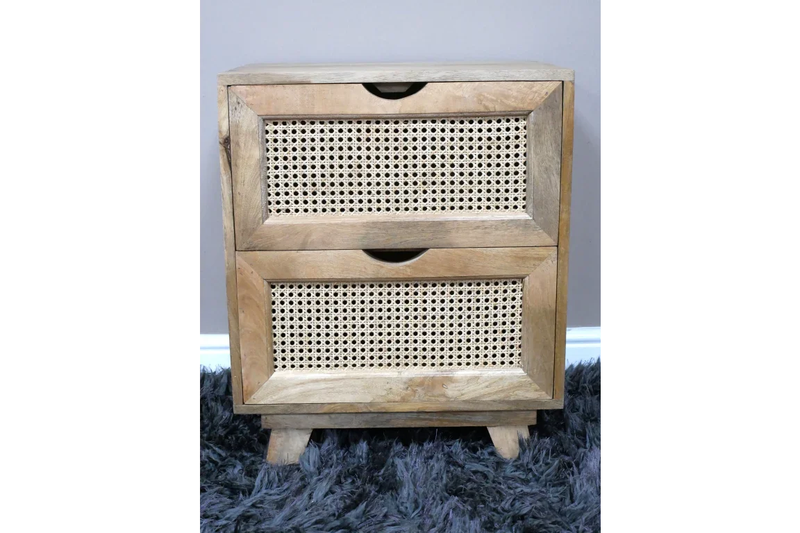 2 Drawer Rattan Bedside - 9764
