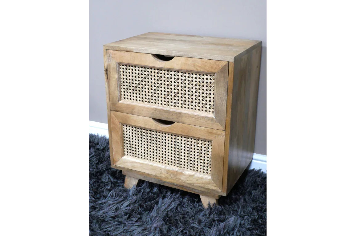 2 Drawer Rattan Bedside - 9764