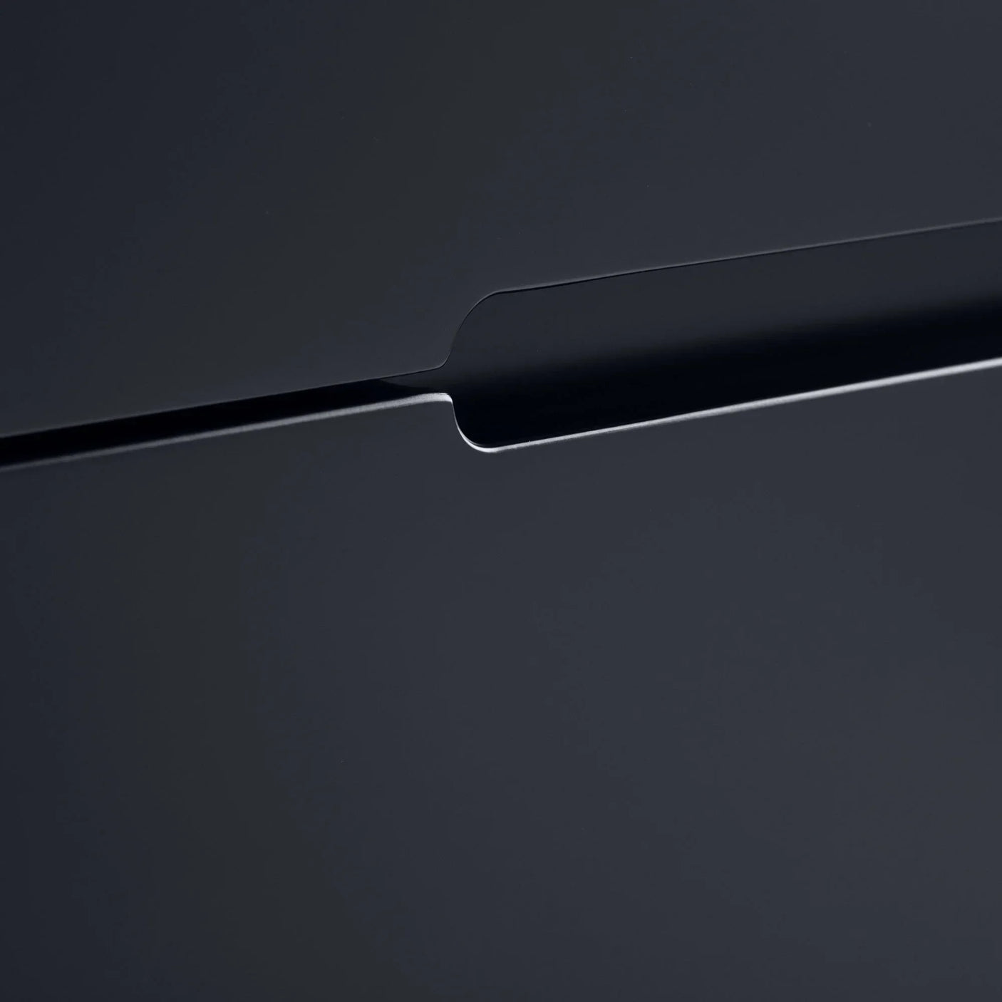 Anthracite chest of drawers handle detail with smooth matte finish