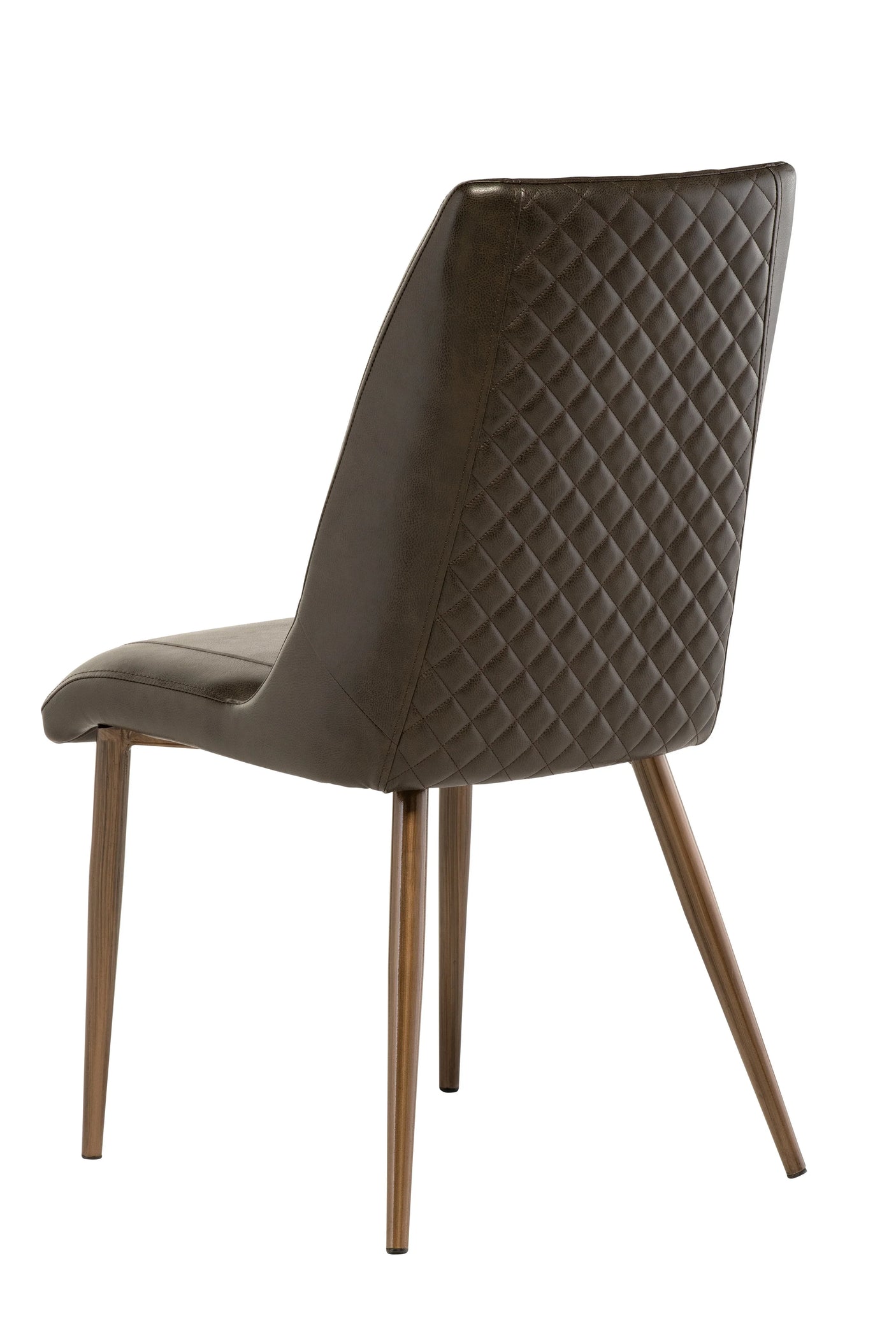 Stylish Dark Brown PU Dining Chair with Brushed Brass Legs