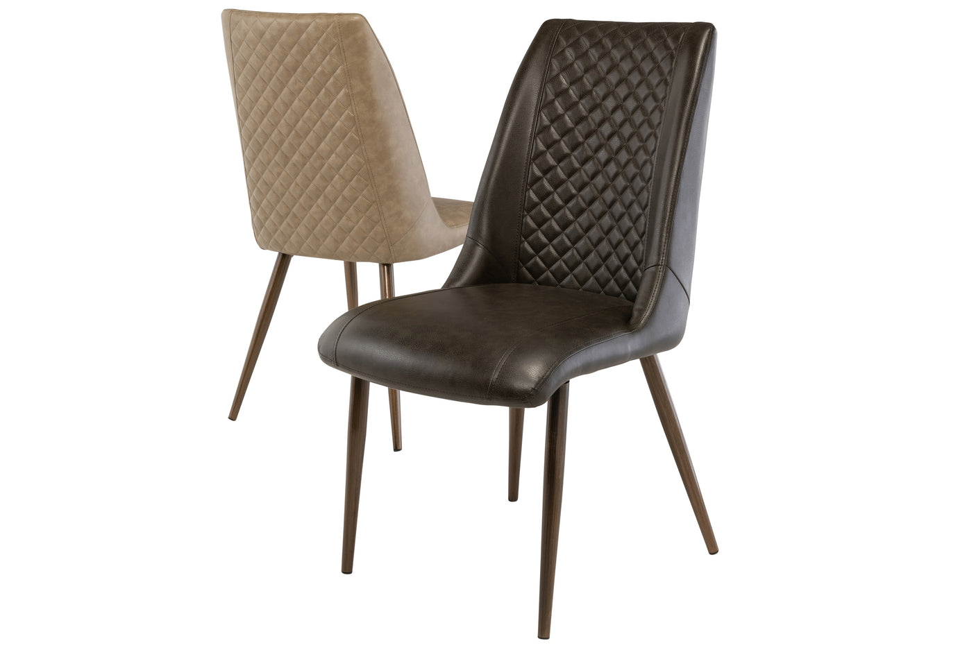 Stylish Dark Brown PU Dining Chair with Brushed Brass Legs