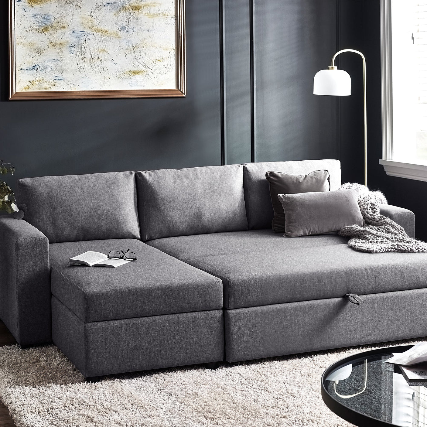 Angel Sofabed with Storage - Light Grey - ANG001