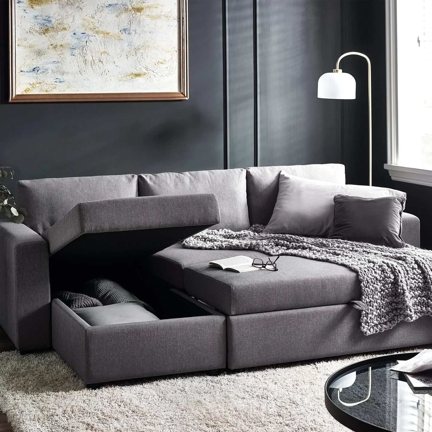 Angel Sofabed with Storage - Light Grey - ANG001