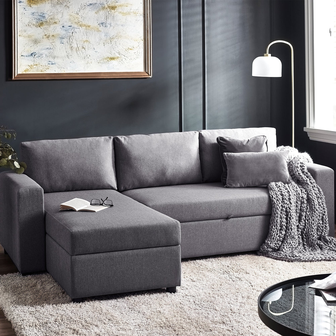Angel Sofabed with Storage - Light Grey - ANG001