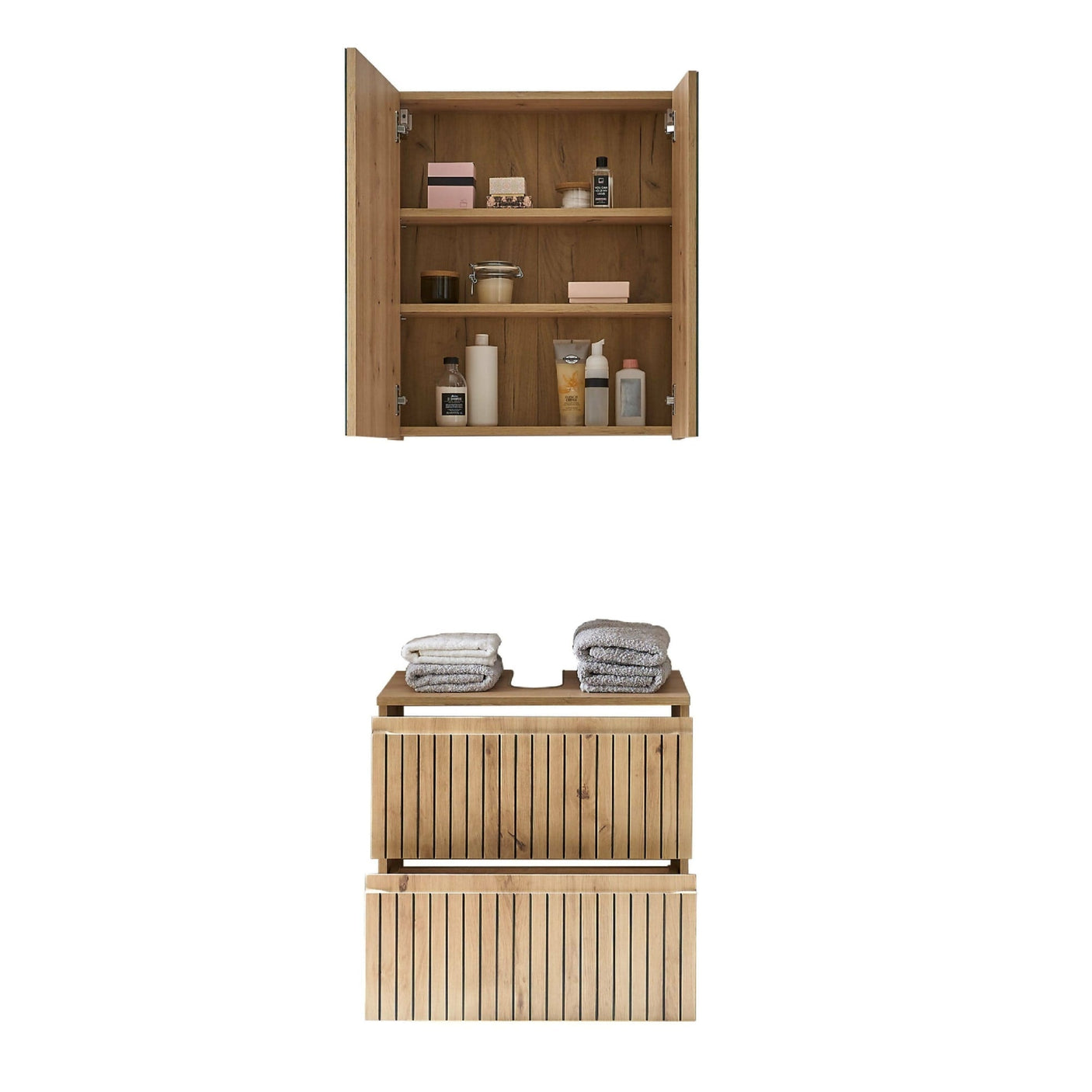 Austin Mirrored Cabinet - Light Brown and Glass - AUS003