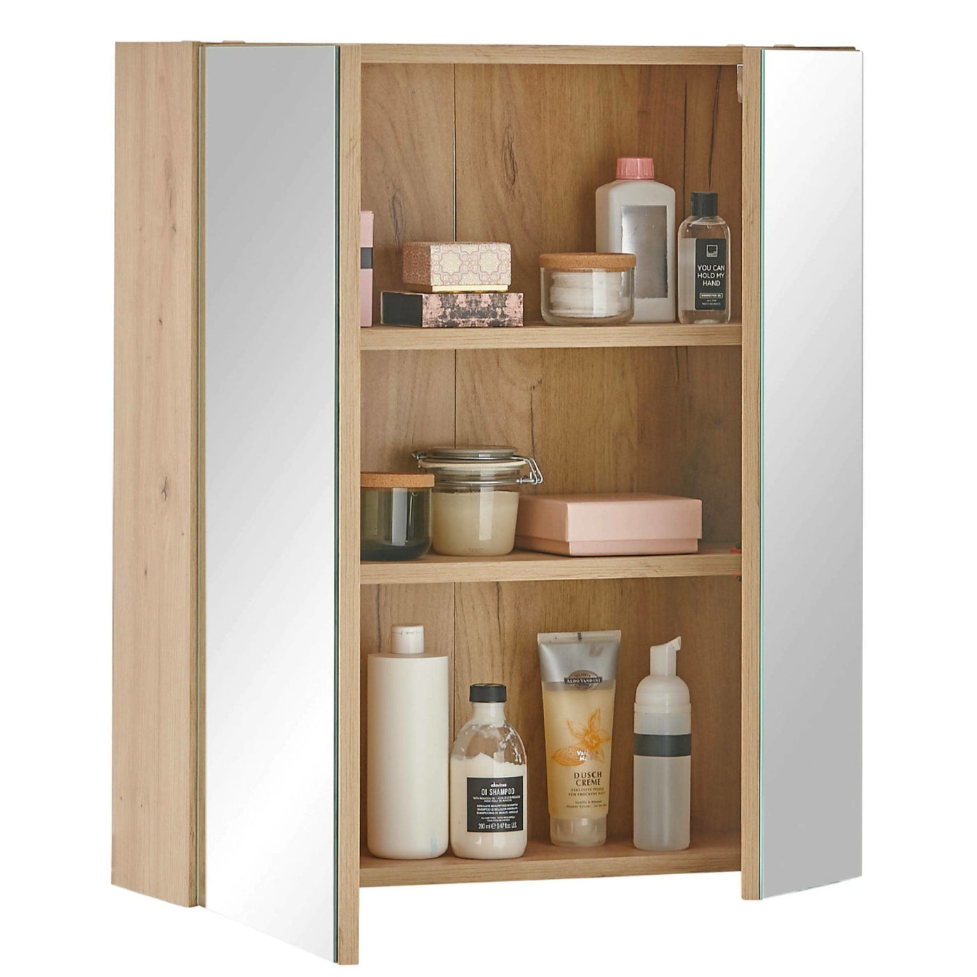 Austin Mirrored Cabinet - Light Brown and Glass - AUS003