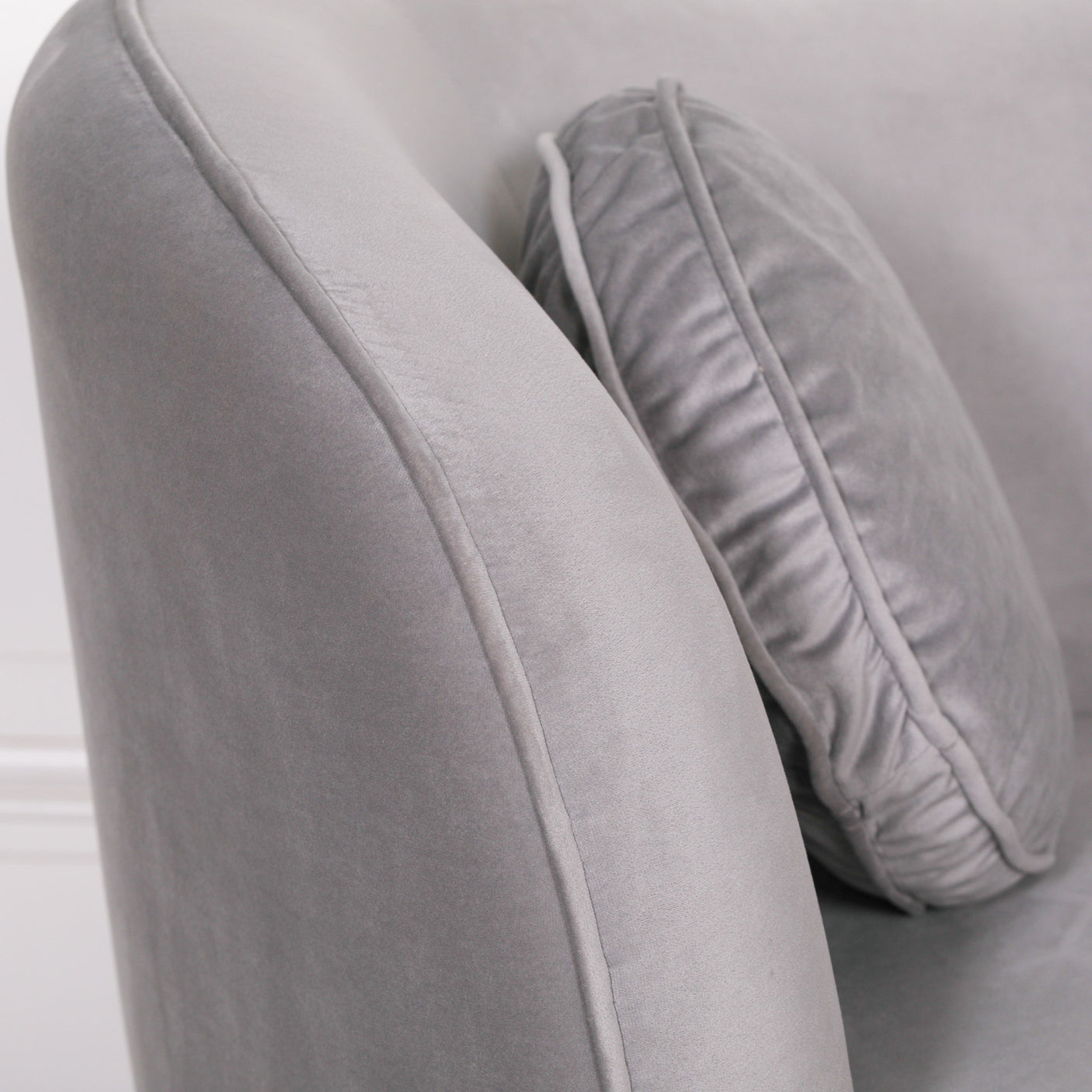 Grey Velvet Armchair with Cushion