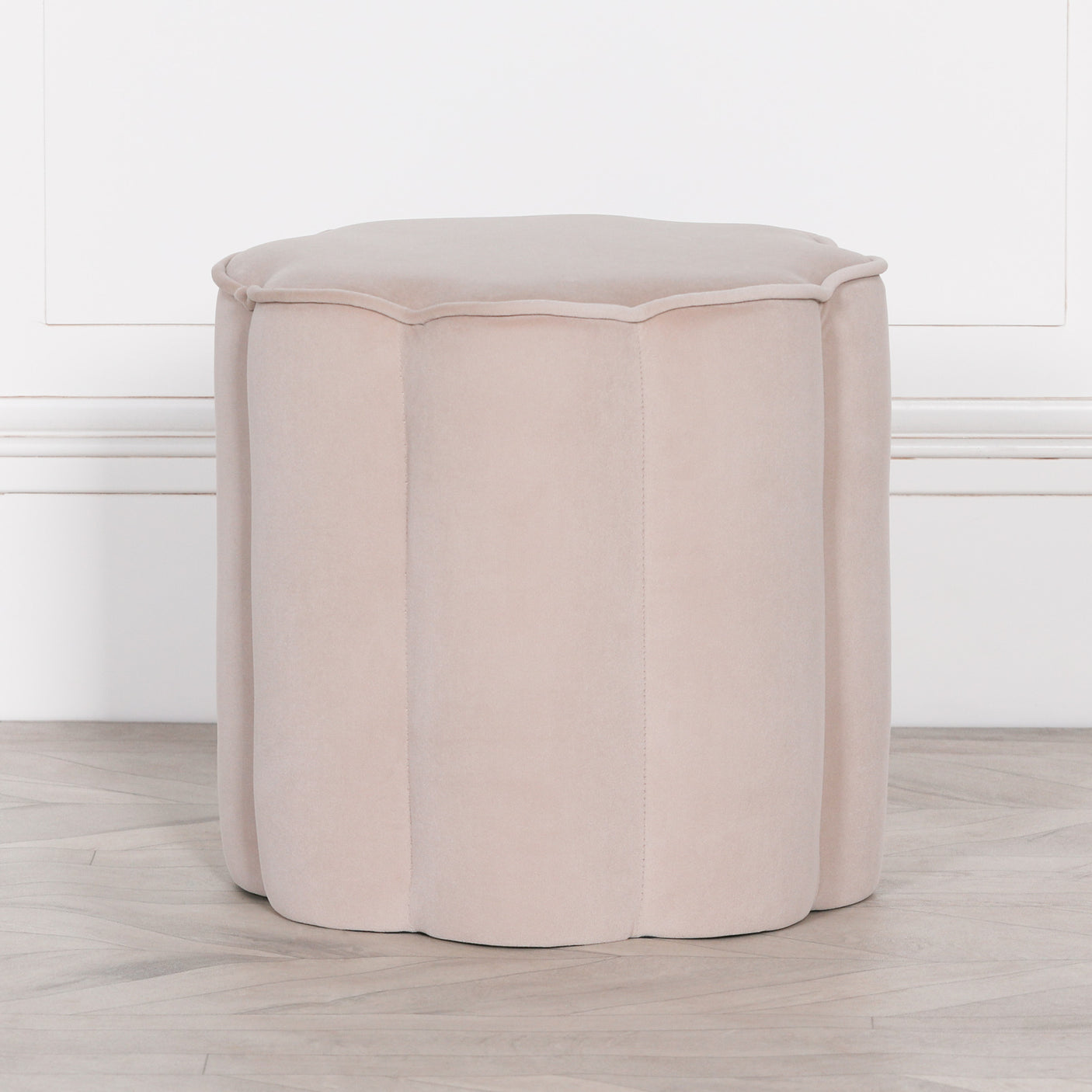 Natural Colour Velvet Round Stool