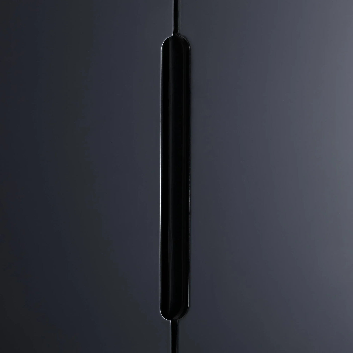 Anthracite 2 door wardrobe handle in close-up with matte dark finish