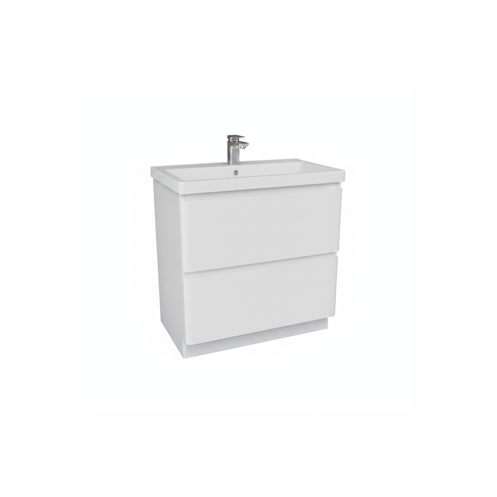 Gloss white floor standing bathroom vanity unit with two drawer storage and sleek modern finish | Home Centre Direct UK