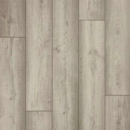 Light oak wood effect laminate flooring with realistic grain and wide planks