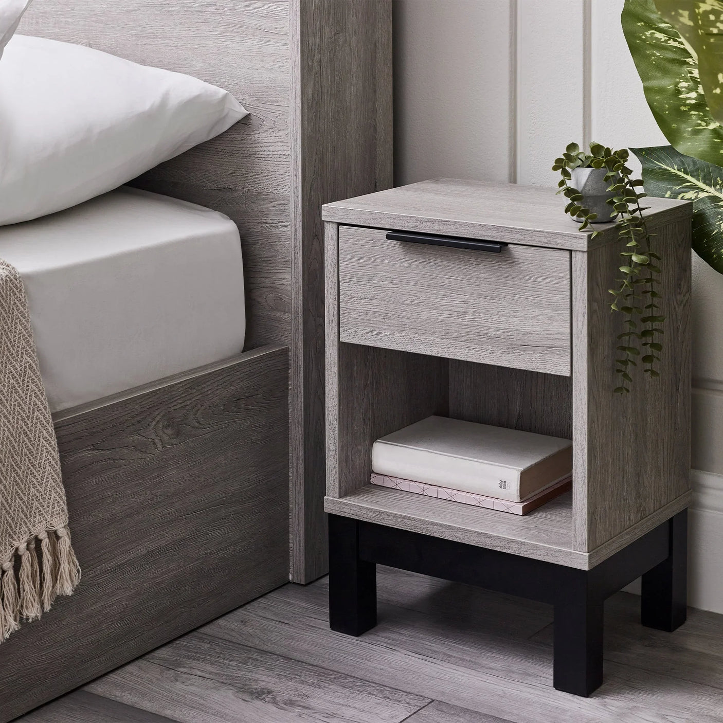 Bali 1 Drawer Bedside - Grey - BAL101
