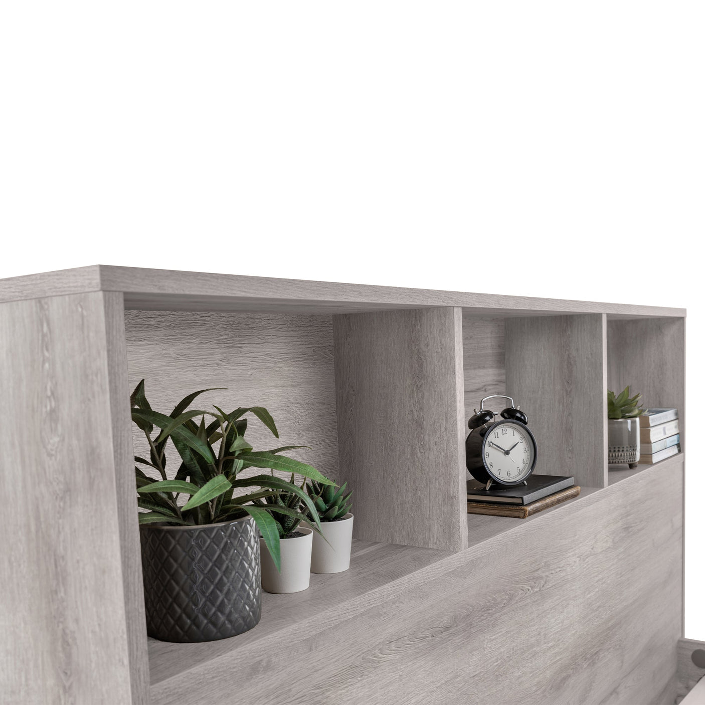 Bali Bookcase Headboard Bed - Brown / Double - BAL208