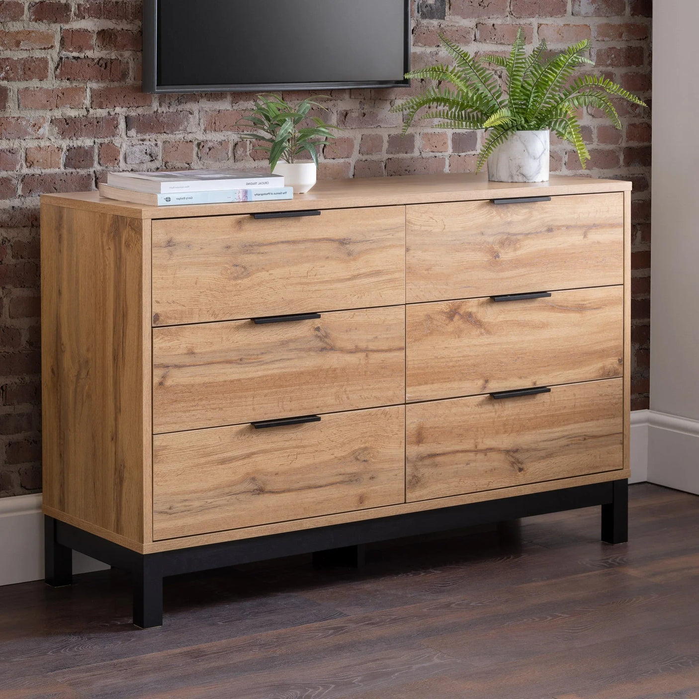 Bali 6 Drawer Wide Chest - Grey - BAL104