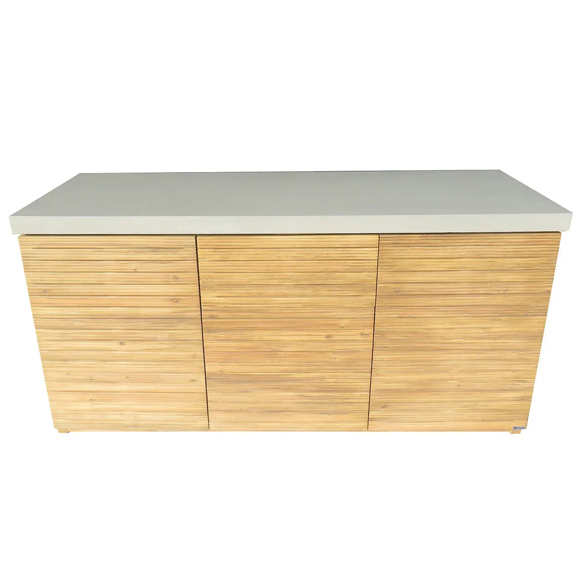 Modern bamboo sideboard with three doors and light grey top