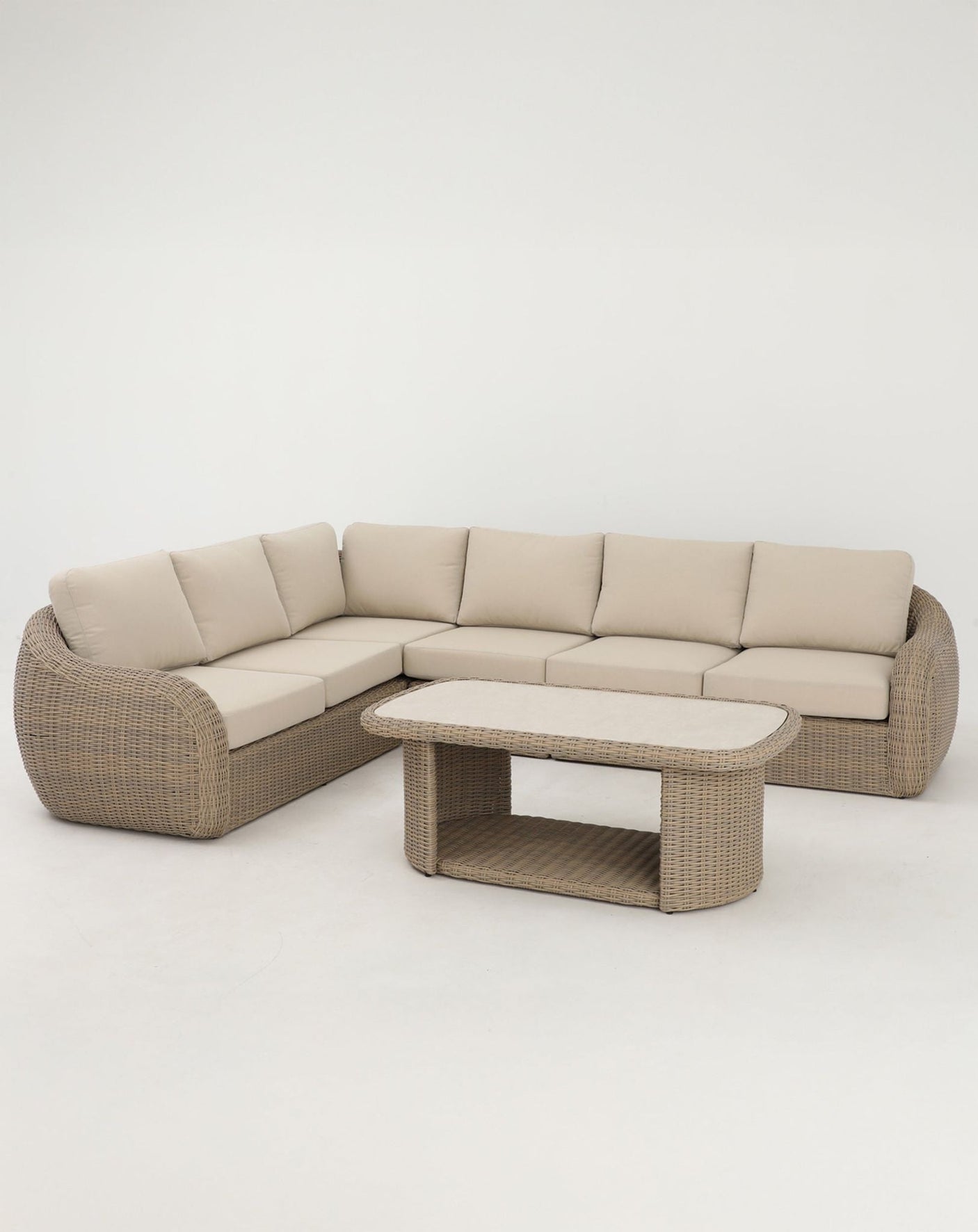 Image of BORA 6-Seater Rattan Lounging Set with Coffee Table - With Free Cover