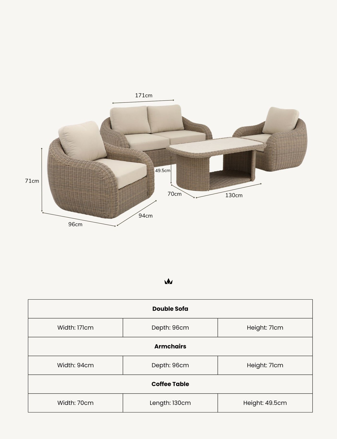 Image of BORA 4-Seater Rattan Lounging Set with Coffee Table