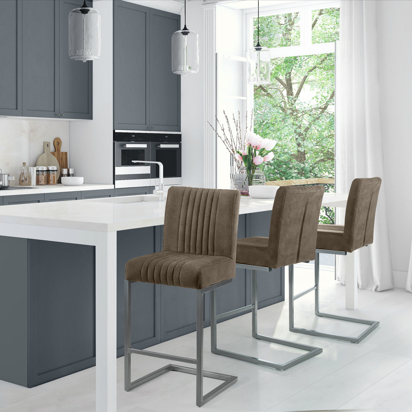 Brooklyn Bar Stool (Set of 2) - Brown - BRO051