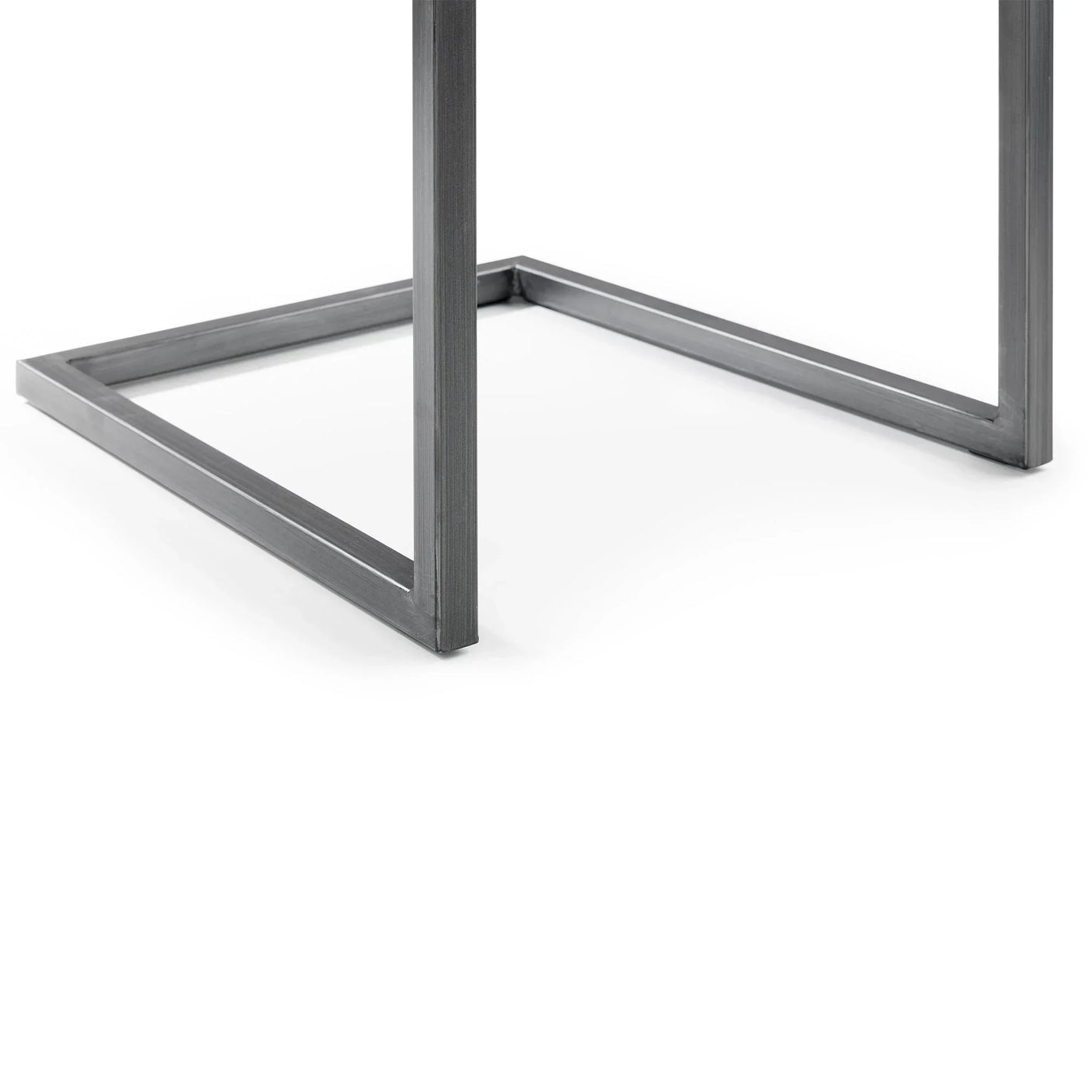 Brooklyn dining chair charcoal grey metal leg detail closeup on white background