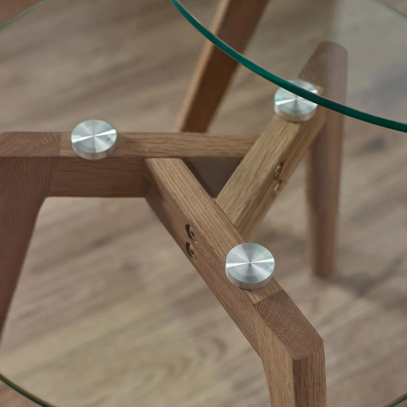 Bryant Nest of 2 Tables - Light Brown and Glass - BRY001