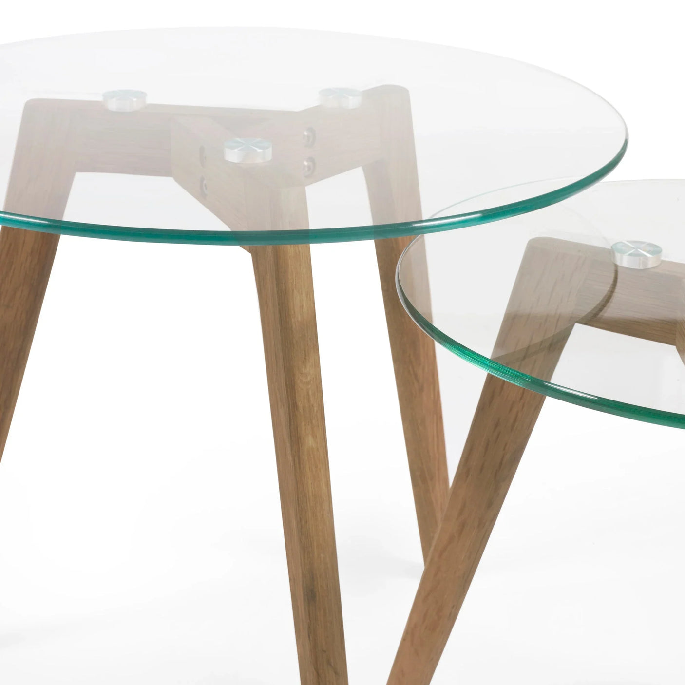 Bryant Nest of 2 Tables - Light Brown and Glass - BRY001