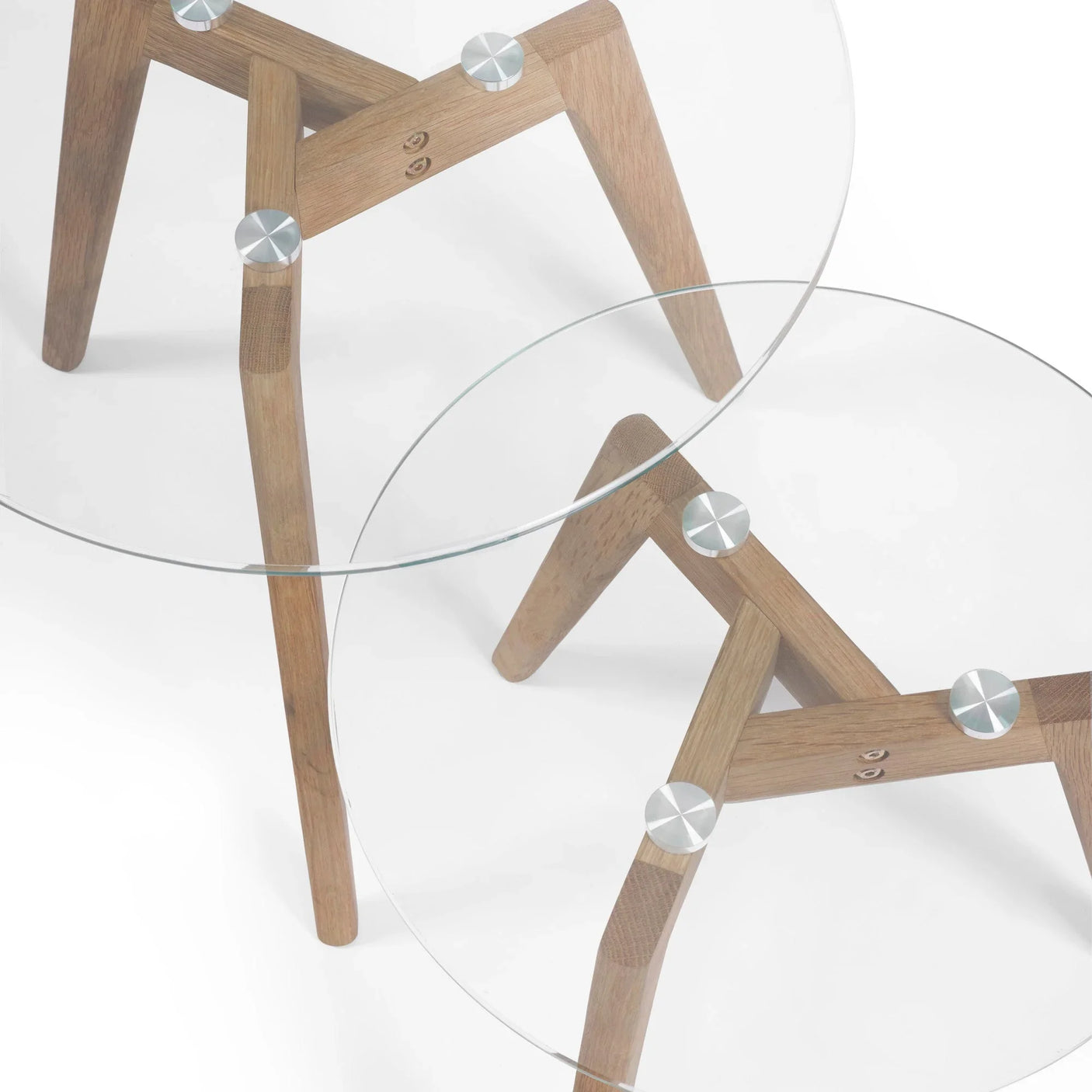 Bryant Nest of 2 Tables - Light Brown and Glass - BRY001