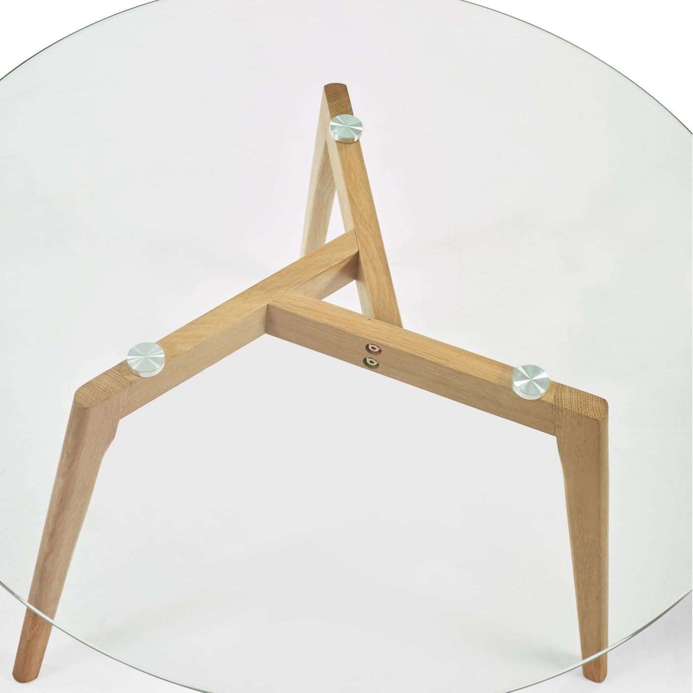 Bryant Round Glass Coffee Table - Light Oak - BRY002