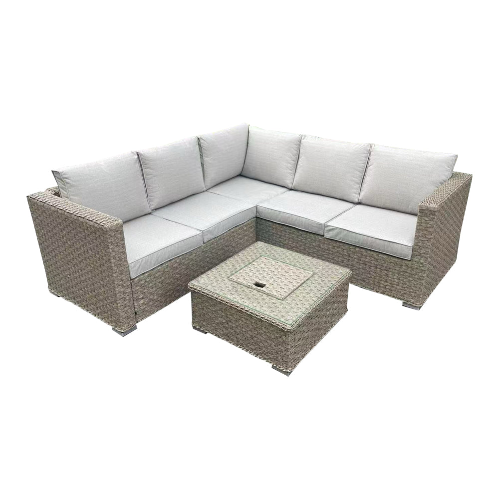 Cotswold Brown 3+2 Rattan Sofa Set with Ice Bucket Table