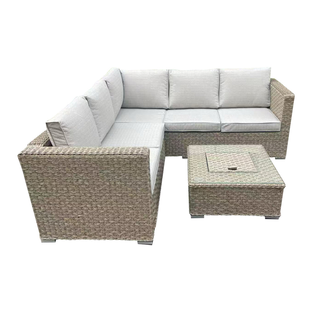 Cotswold Brown 3+2 Rattan Sofa Set with Ice Bucket Table