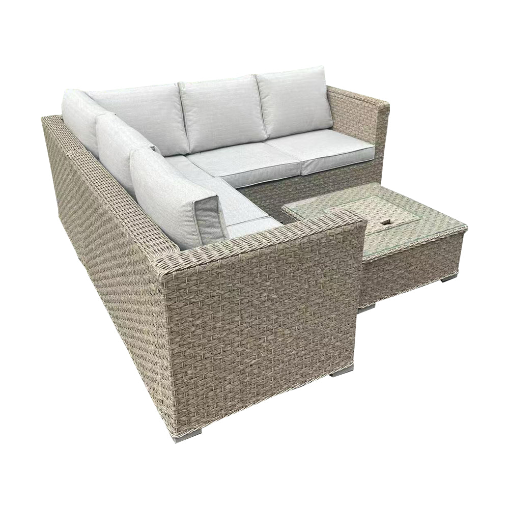 Cotswold Brown 3+2 Rattan Sofa Set with Ice Bucket Table