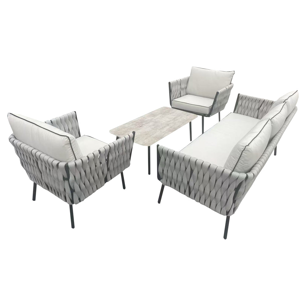 Helmsley Grey Rattan Sofa Set – 3-Seater, 2 Chairs & Coffee Table