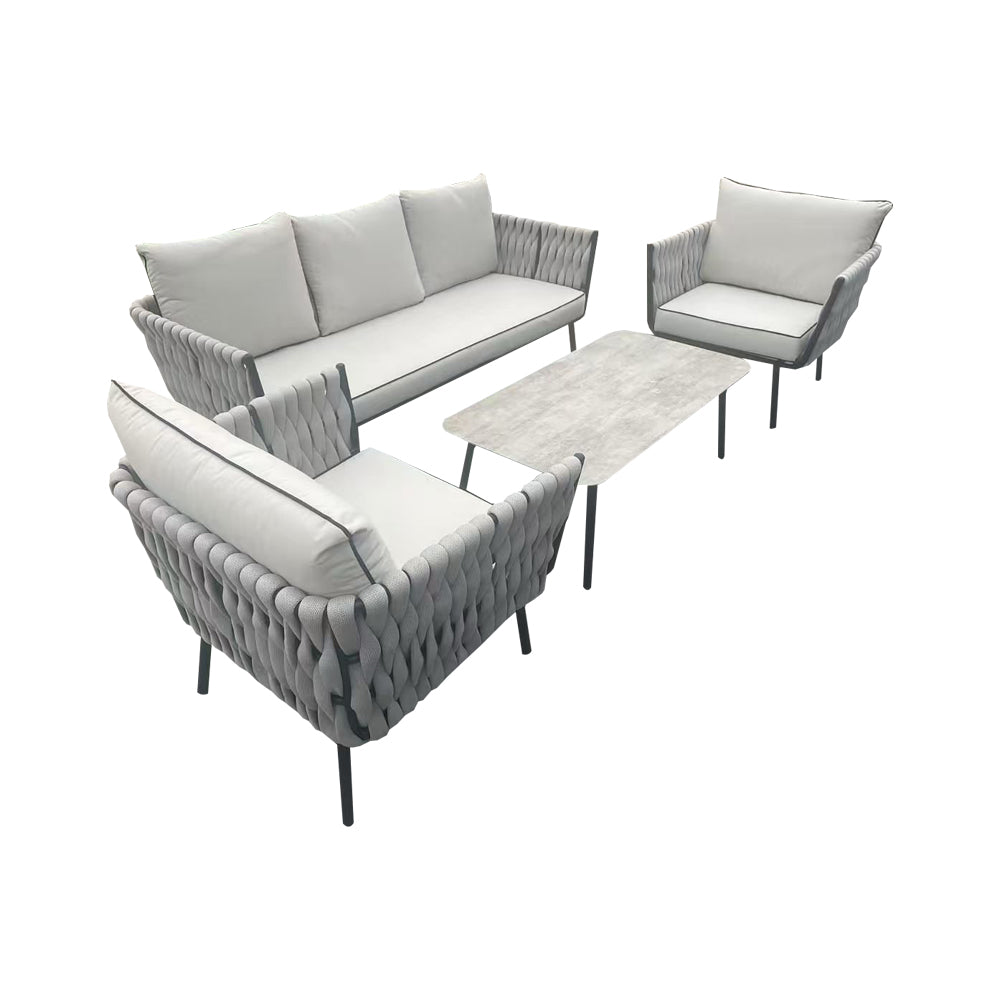 Helmsley Grey Rattan Sofa Set – 3-Seater, 2 Chairs & Coffee Table