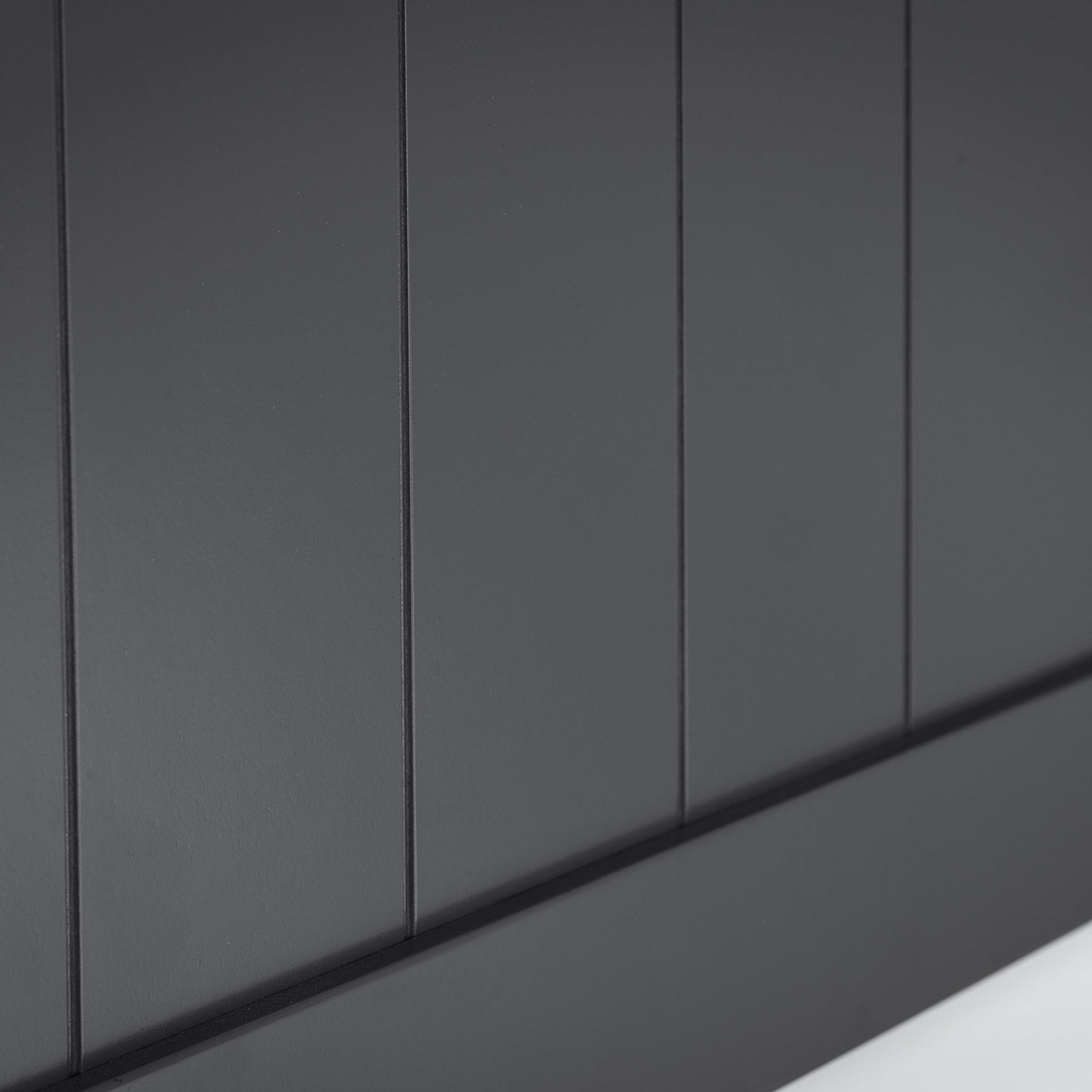 Anthracite bunk bed panelling detail with vertical grooves and matte finish