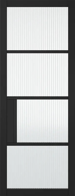 Black Chelsea glazed internal door with four vertical reeded glass panels