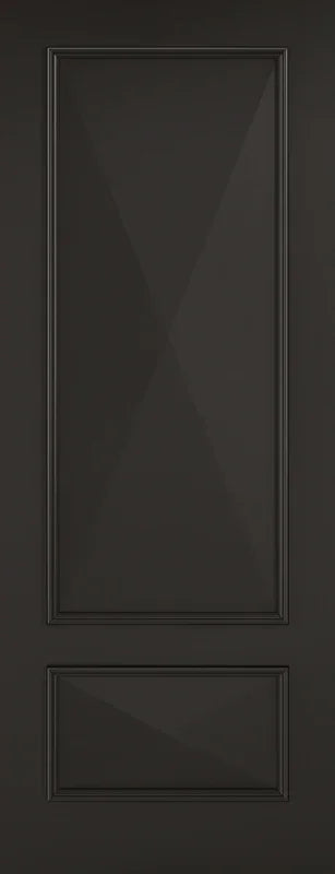 Black internal door with two rectangular panels and subtle matte finish