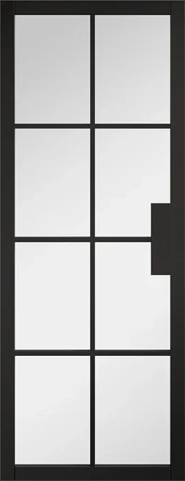 Black Malvern glazed interior door with geometric glass panel design