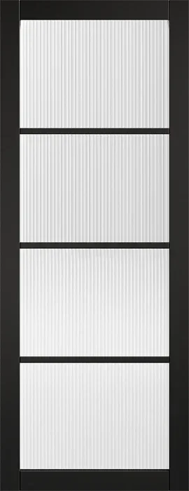 Black Soho reeded glazed door with four vertical textured glass panels