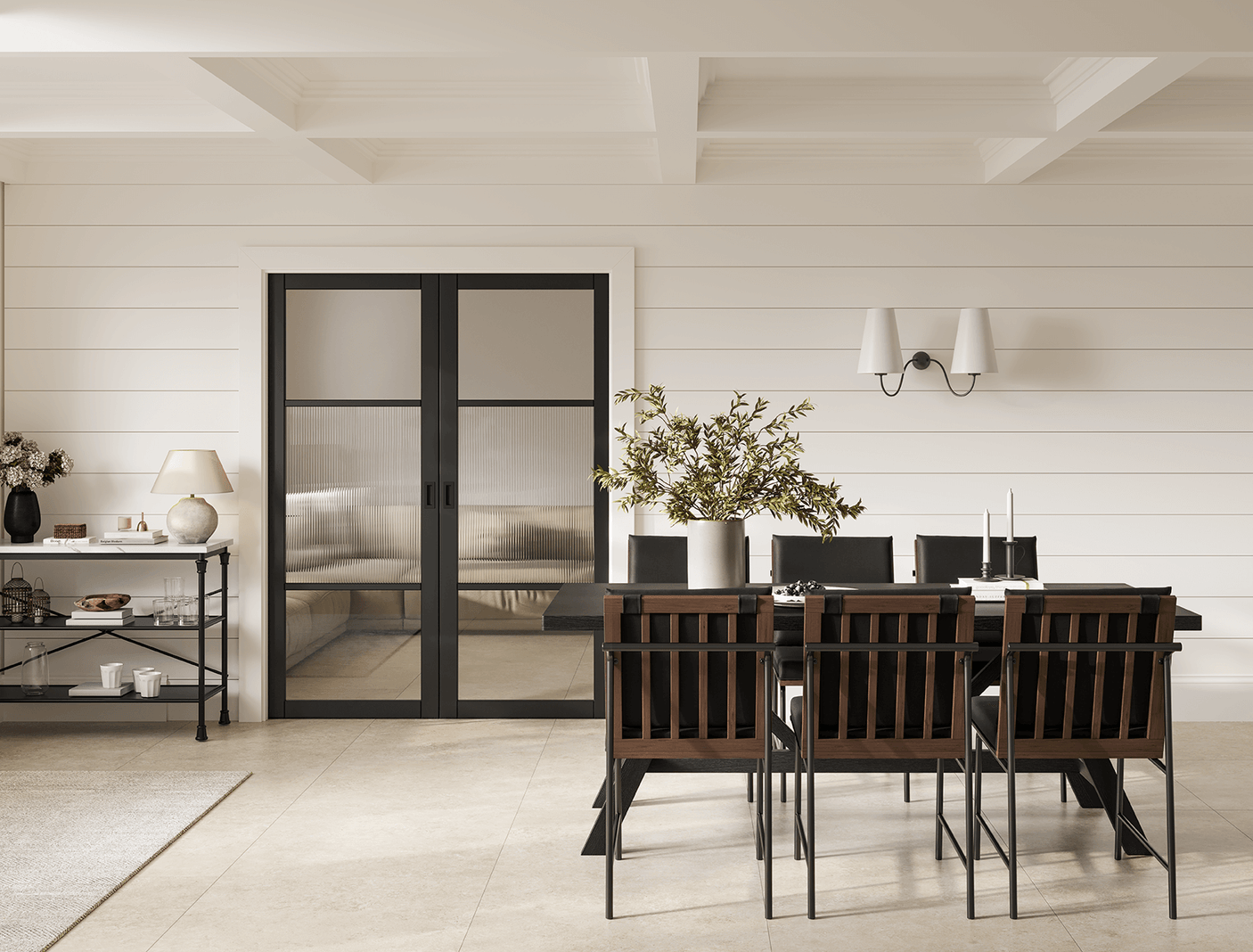 Black Sutton Reeded Glazed LifeStyle - Black - 1981 x 686 (27") x 35mm