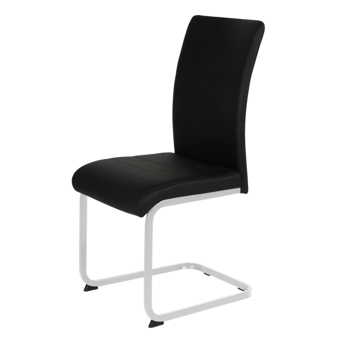 Liana Black PU Chair - chrome legs