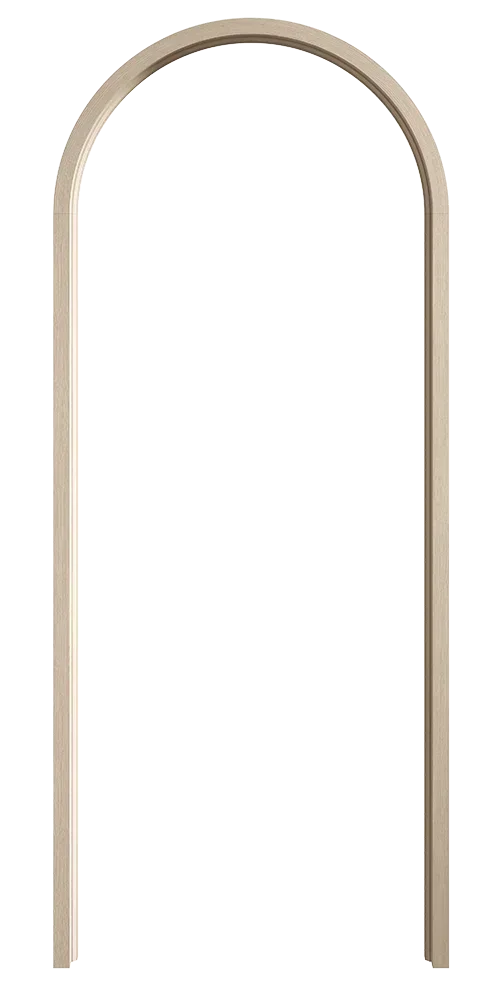 Blonde oak curved door lining with arched top and wood grain finish