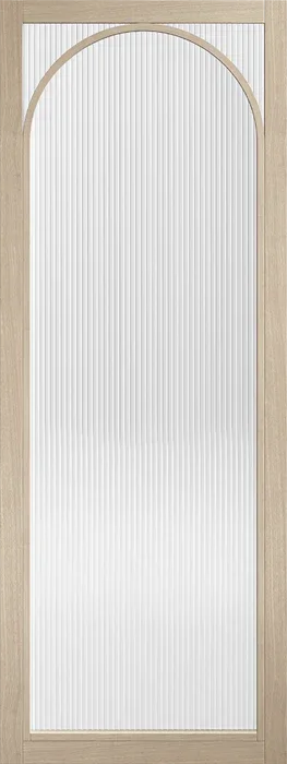 Blonde oak internal door with reeded glazed panel and arched top detail