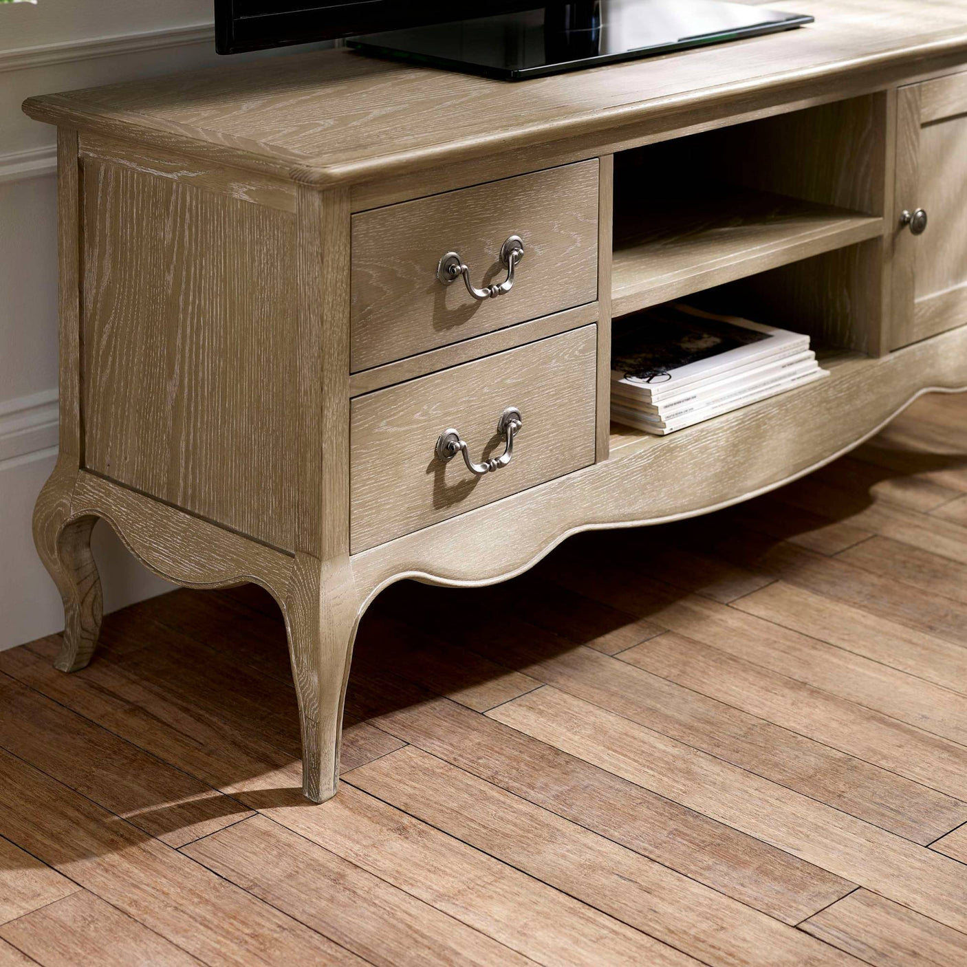 Camille French Style TV Unit Limed Oak