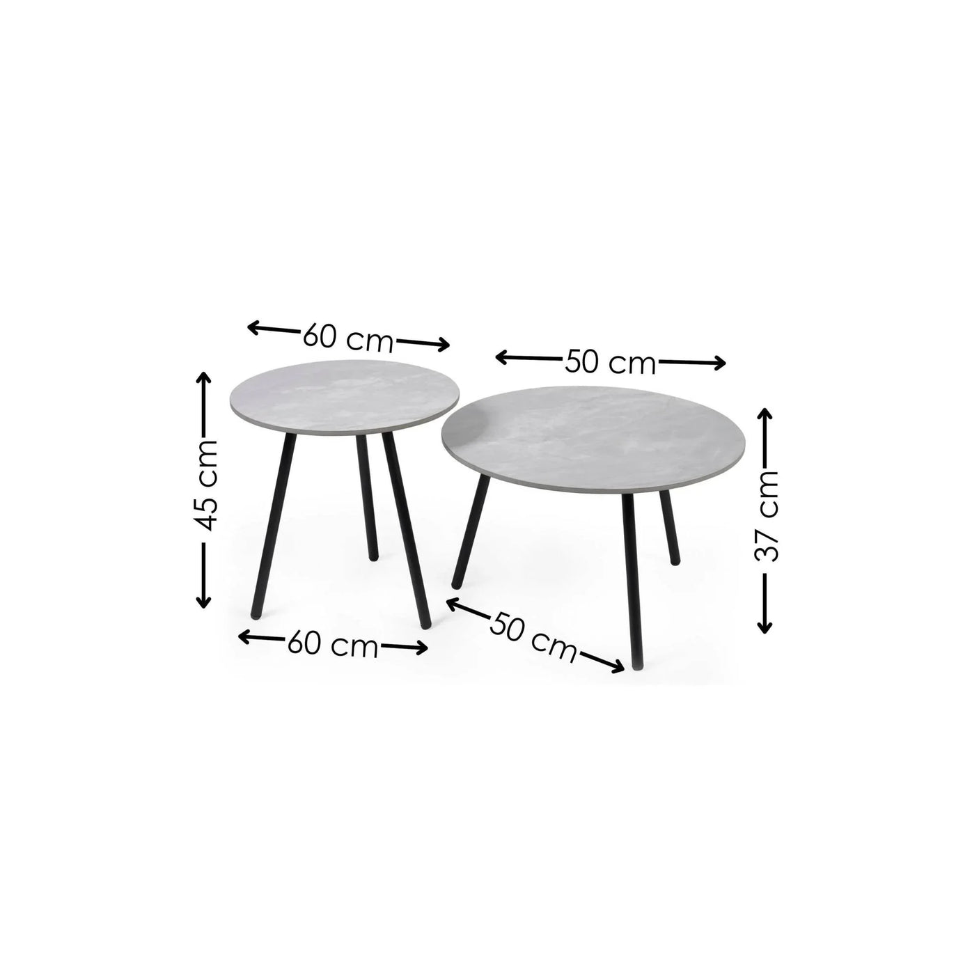 Casper Set of Side Tables - Grey - CAS001