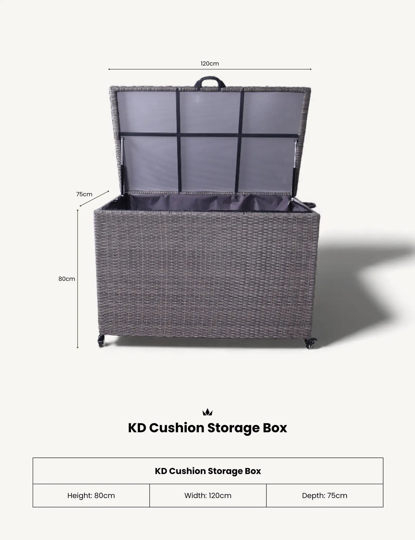 CHARCOAL Weave KD Cushion Storage Box 510L